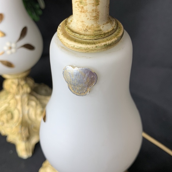 Set of 2 hard to find Vianne (VV) French mid century gilded table lamps - Picture 14 of 16